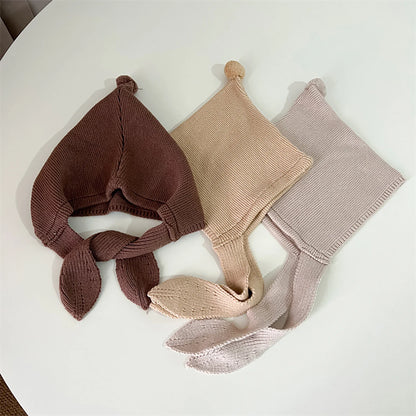 Winter Warm Kids Headgear Cap Solid Color Woolen Knitted Hat 2-8 Years Girl Children