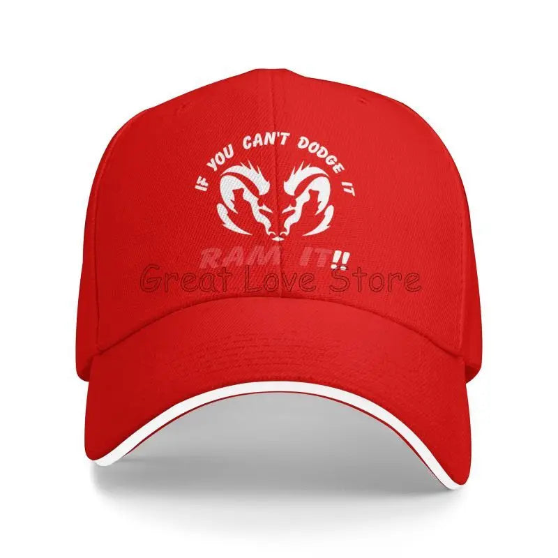 If You Can`T Dodge It Ram It Print Sandwich Baseball Cap Summer