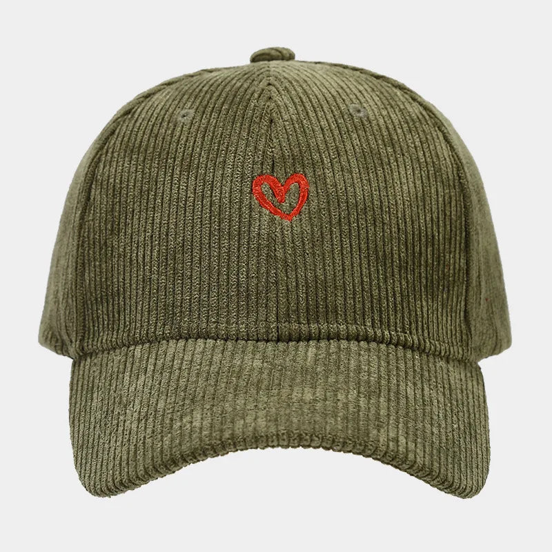 Little Love Embroidered Corduroy Baseball Cap Spring and Autumn Women's