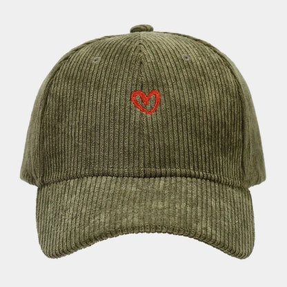 Little Love Embroidered Corduroy Baseball Cap Spring and Autumn Women's
