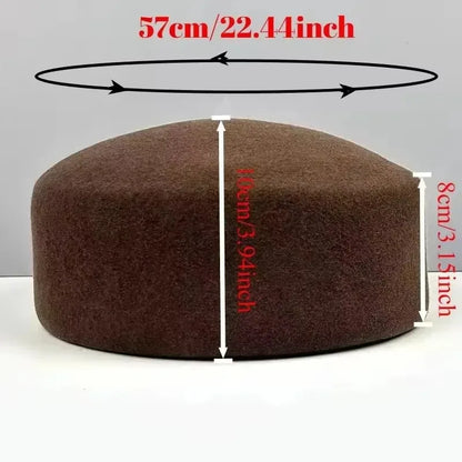 Women's New 100% Wool Hard Top Fedoras Hat Lady Vintage Flat-Top Berets