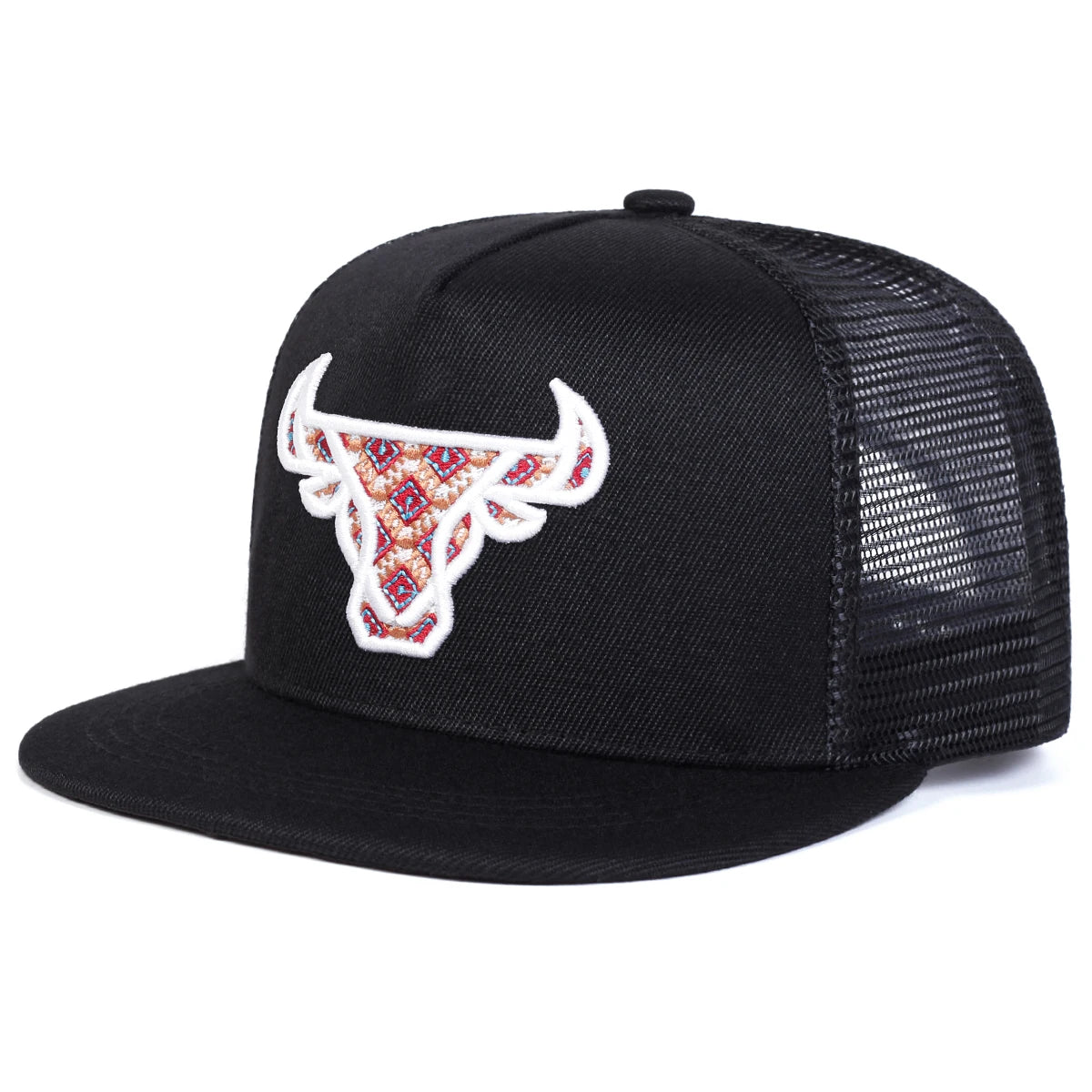 Unisex Ox Head Embroidery Hip Hop Net Hats Spring Summer Outdoor Adjustable Casual Sunscreen Hat Cap