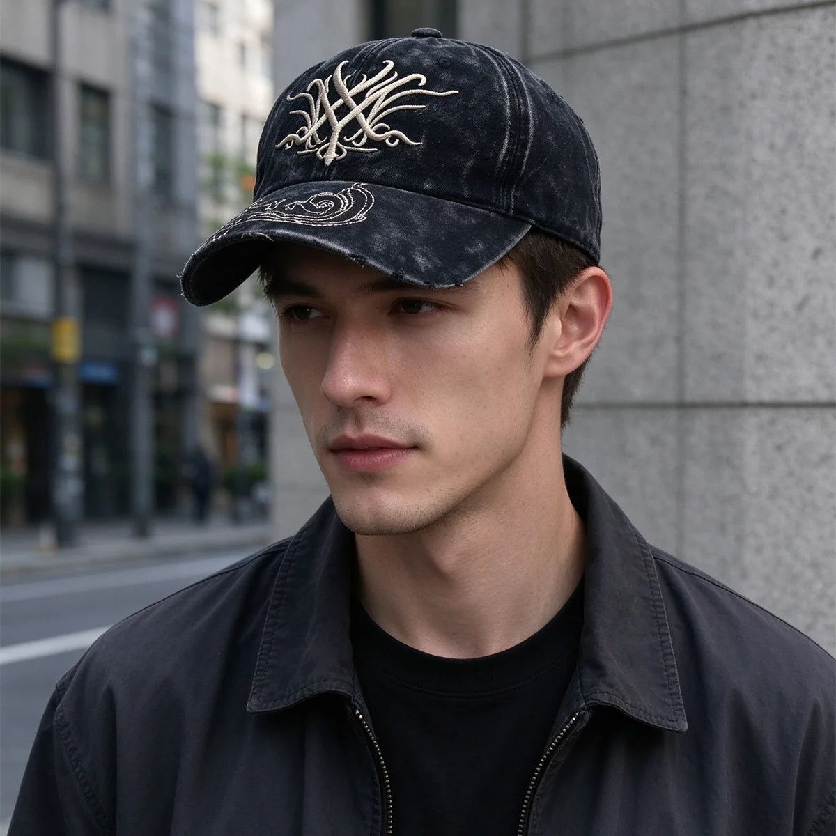 Vintage Washed Punk Hip Hop Dad Hat Embroidered Classic Style Baseball Cap Trendy Retro Fashion Accessory