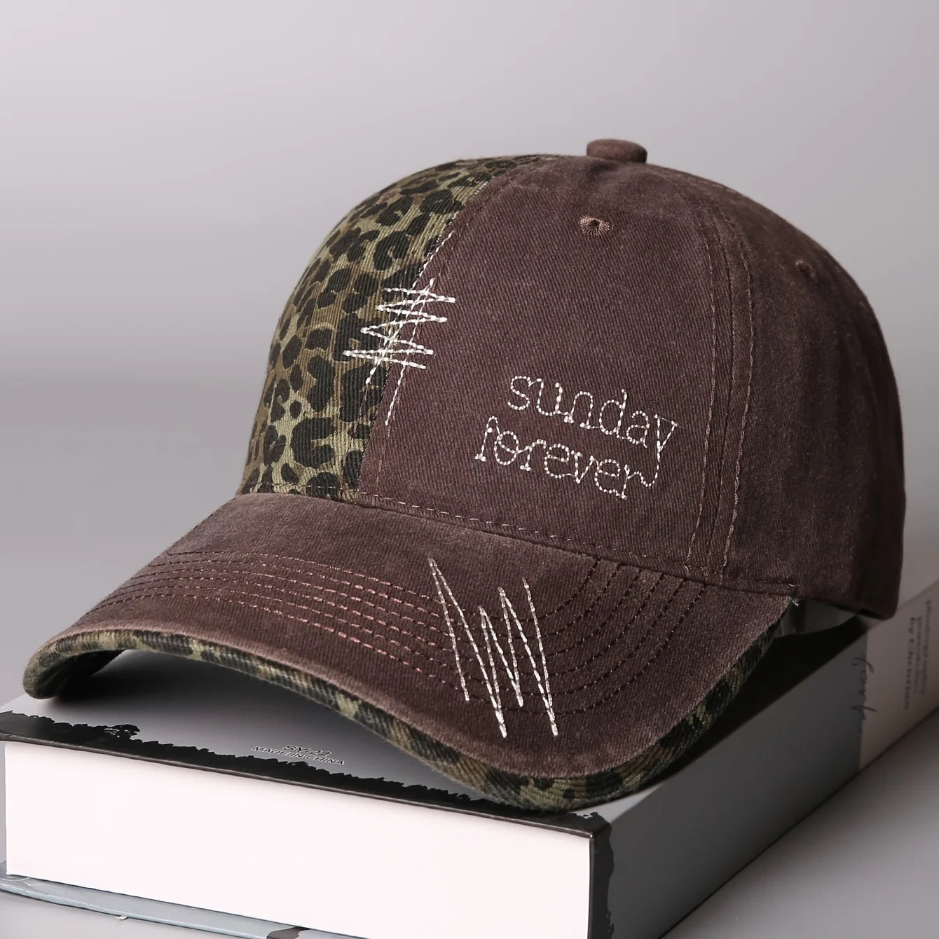 Leopard Print Letter Embroidered Baseball Cap