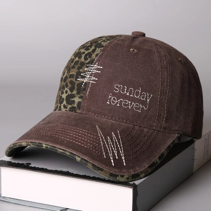 Leopard Print Letter Embroidered Baseball Cap
