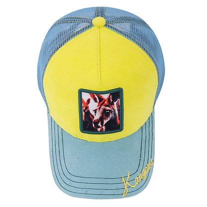 Unisex Summer Animal Trucker Hat Kangaroo Pattern Patch Design Suede Baseball Cap