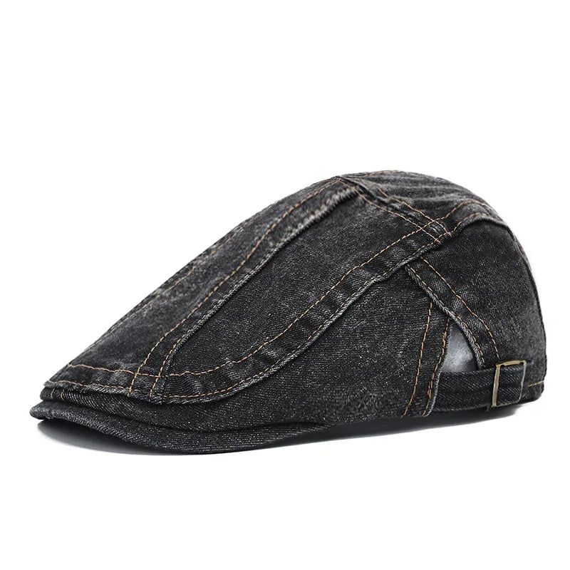 Vintage Cotton Denim Newsboy Cap