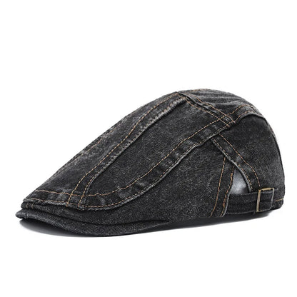 Vintage Cotton Denim Newsboy Cap