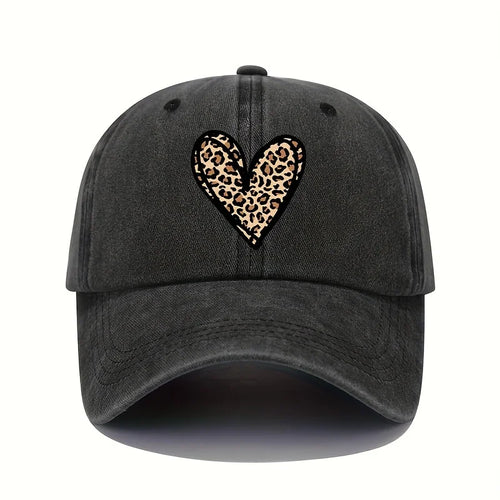 Valentine's Day Leopard Print Heart Print Retro Lightweight Washable Baseball Cap Women's