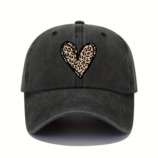 Valentine's Day Leopard Print Heart Print Retro Lightweight Washable Baseball Cap Women's