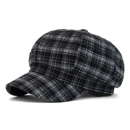 Spring Cotton Print Beret Octagonal Cap Newsboy Hat