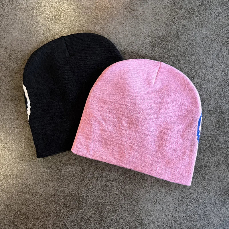 Face Pattern Knitted Beanie Casual Skull Cap Warm Sports Hat For Cycling Skiing