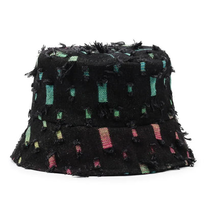 Fashion Women Men Washed Denim Ripped Bucket Hats