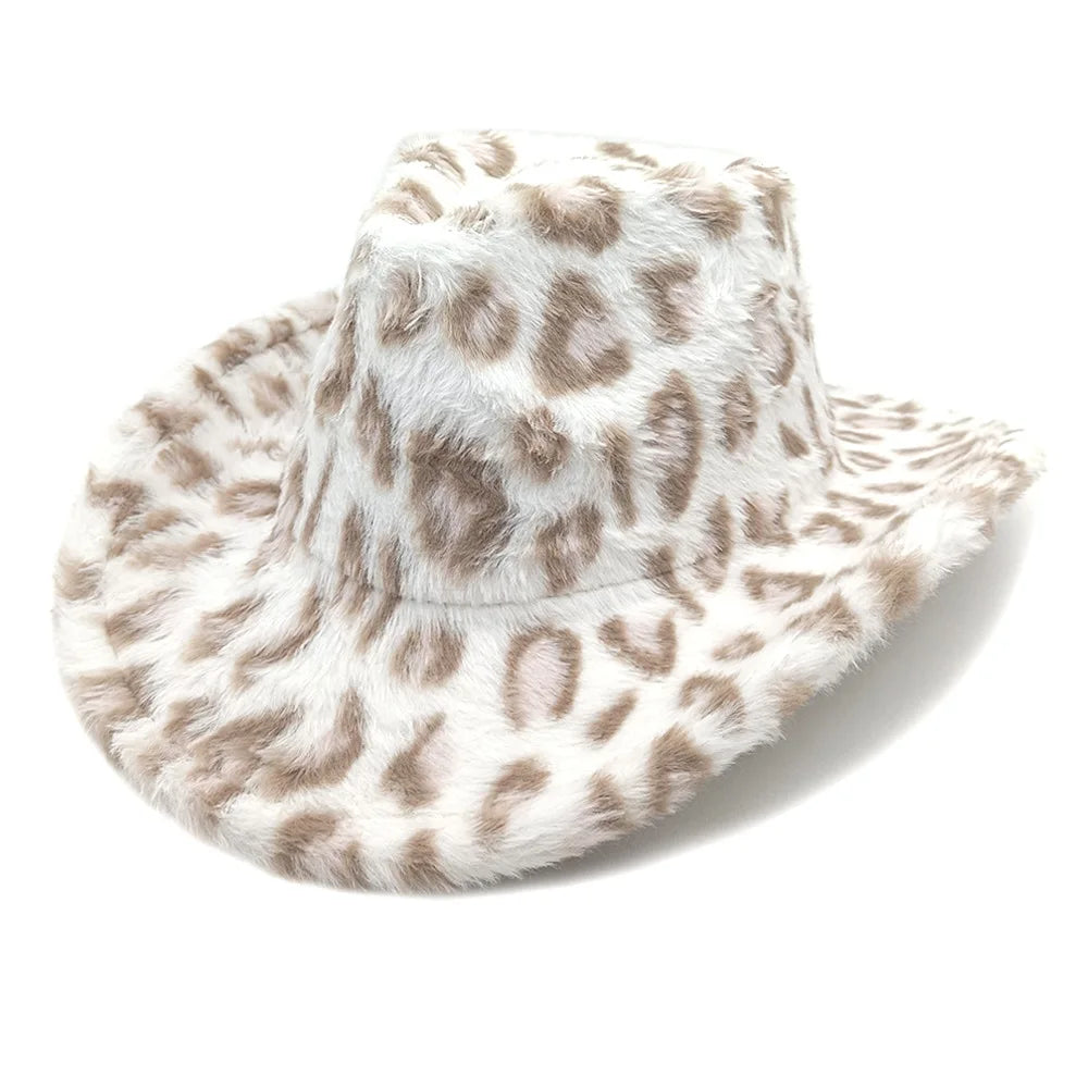 Leopard-Print Denim Hat Autumn/Winter British Style Women's