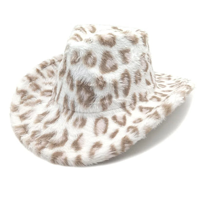 Leopard-Print Denim Hat Autumn/Winter British Style Women's