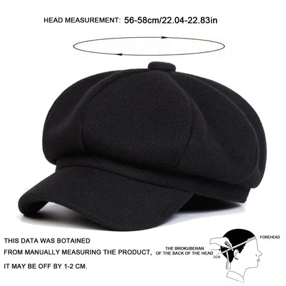 Woolen Solid Color Beret Fashion Outdoor Cotton Hat
