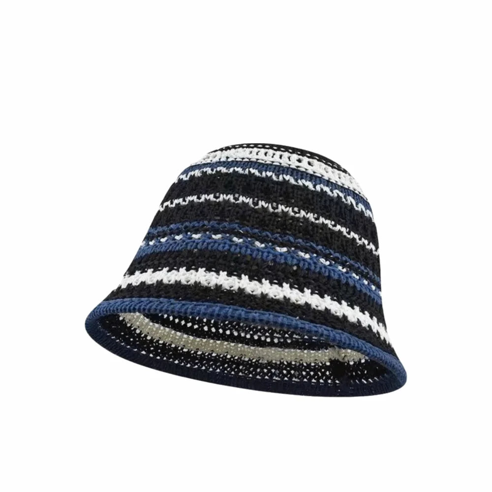 Fashion Striped Knitted Hollow Fisherman Hat