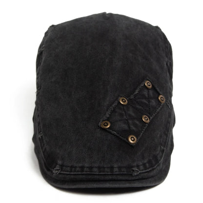 Vintage Rivet Newsboy Cap Men Women Fashion Washed Cabbie Beret