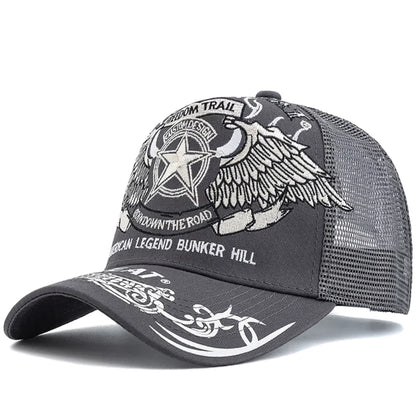 Unisex Punk Style Cap Wing Five-Pointed Star Embroidery Baseball Cap