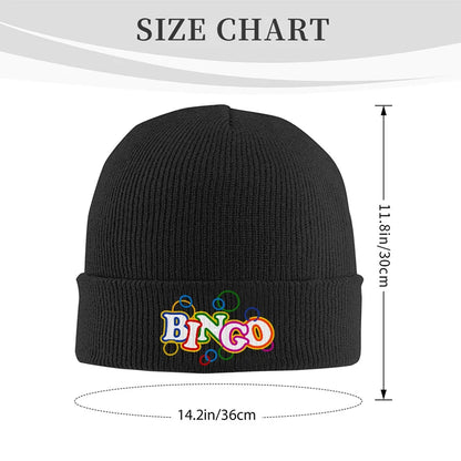 Bingo Letter Pattern Knit Beanie Hat Warm Cuffed Skull Cap