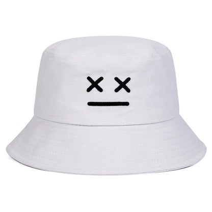 Unisex XX Smiling Face Embroidery Personality Bucket Hats