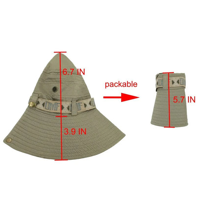 Summer Men Bucket Hat Outdoor UV Protection Wide Brim Panama Safari Hunting Hiking Hat