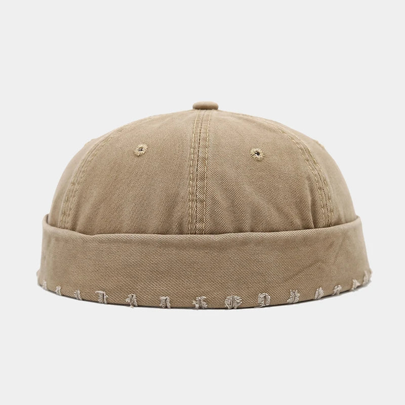 New Custom Logo Retro Washed Cotton Brimless Hat