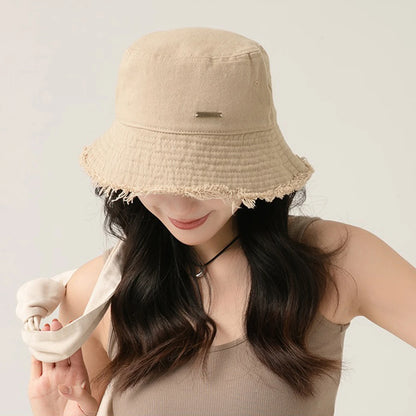Trendy Frayed Edge Bucket Hat For Women Autumn