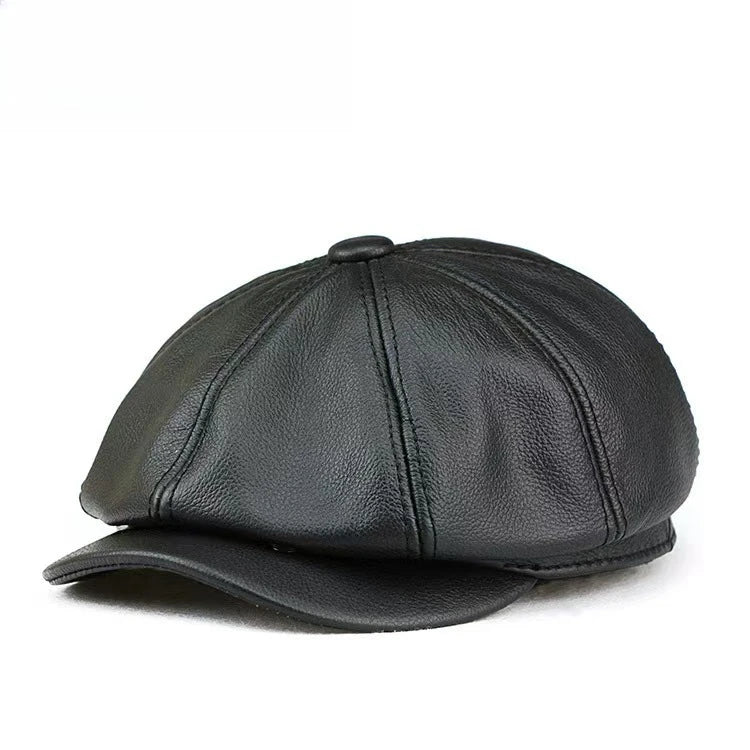 2026 Genuine Cow Leather Classic Brown Newsboy Hats