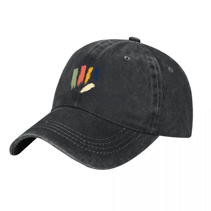 Modern Abstract Painted Stripe Colle Washed Baseball Cap