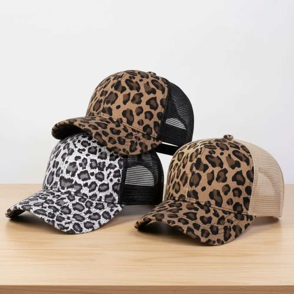 Vintage Leopard Print Baseball Caps Adjustable Sun Visor Baseball Hats