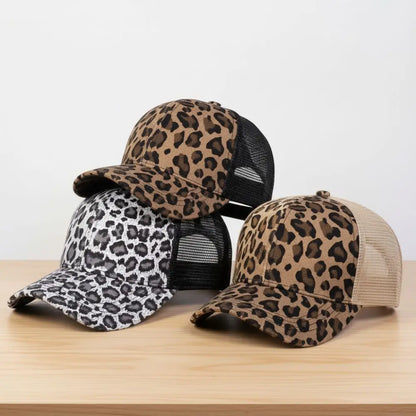 Vintage Leopard Print Baseball Caps Adjustable Sun Visor Baseball Hats
