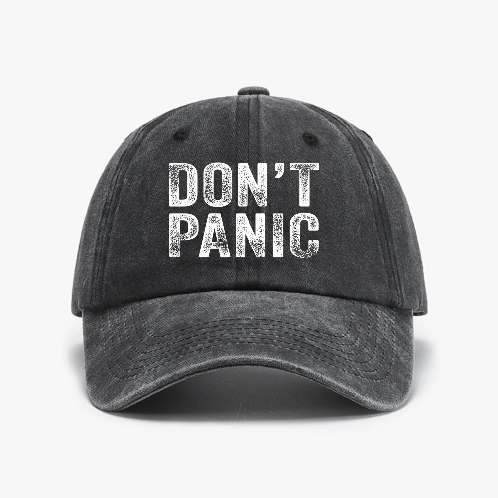 Dont Panic Distressed Sarcastic Funny Retro Washed Baseball Cap