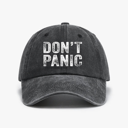 Dont Panic Distressed Sarcastic Funny Retro Washed Baseball Cap