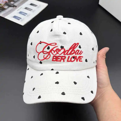 Korean Version Heart Letter Embroidered Polka Dot Baseball Cap