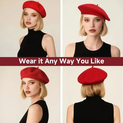 Free Shipping Wool Beret Hats For Women Men Solid Color Classic Beanie