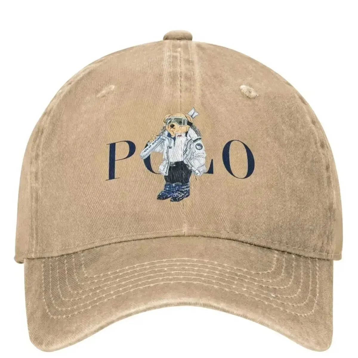 1pc Baseball Bear Print Washed Baseball Cap for Adults