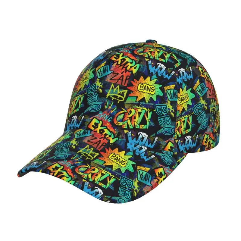 Custom Graffiti Art Print Baseball Cap Unisex Hip Hop Baseball Cap for Men Women