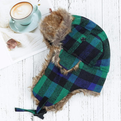 Lumberjack Plaid Aviator Trapper Hat