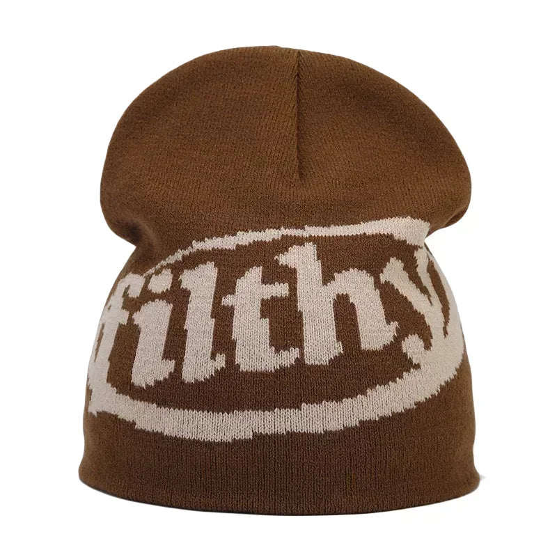 Y2K Letter Knitted Winter Autumn Beanie Cap Men Women