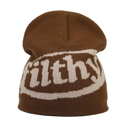 Y2K Letter Knitted Winter Autumn Beanie Cap Men Women