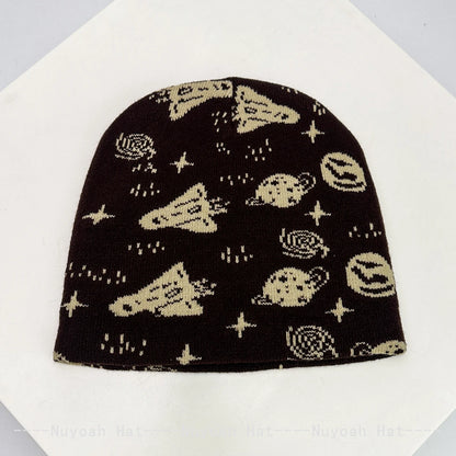 New Men Women Interesting Rocket Planet Jacquard Knitted Hats