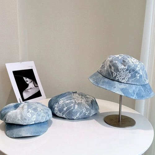 Unisex Lace Floral Patchwork Hat