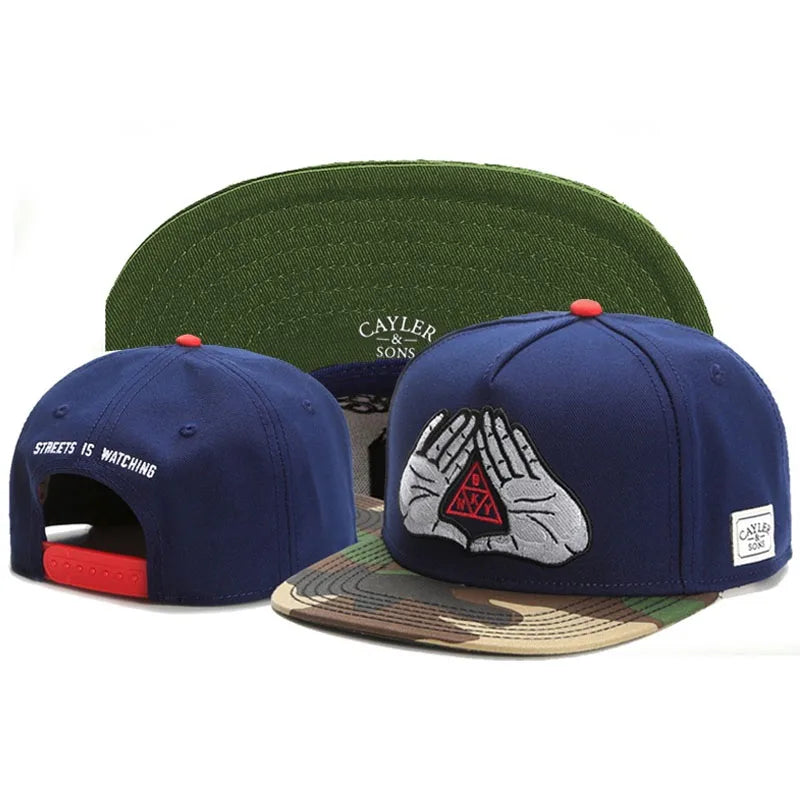 Trendy New Flat brimmed Hat with Two Hands Embroidery Street
