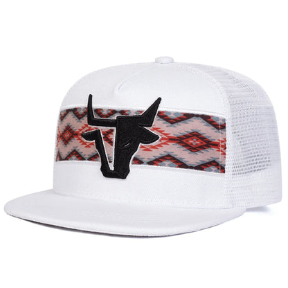 Unisex Bull Head Embroidery Hip-hop Net Hats Spring Summer