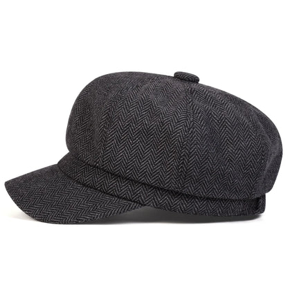 Unisex Herringbone Personality Newsboy Hat Spring Autumn