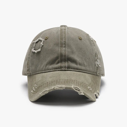 New Beige Plain Distressed Soft-Top Washed Baseball Cap