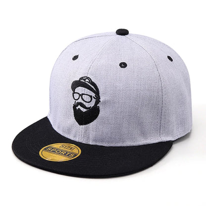 Bearded Uncle Baseball Cap, Unisex Fashionable Flat-Brim Hip-Hop Cap