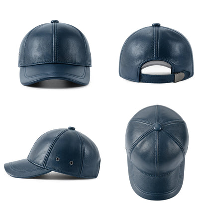 Men's Adjustable Baseball Cap Winter Driving Hunting Fishing Hat Genuine Leather Ivy