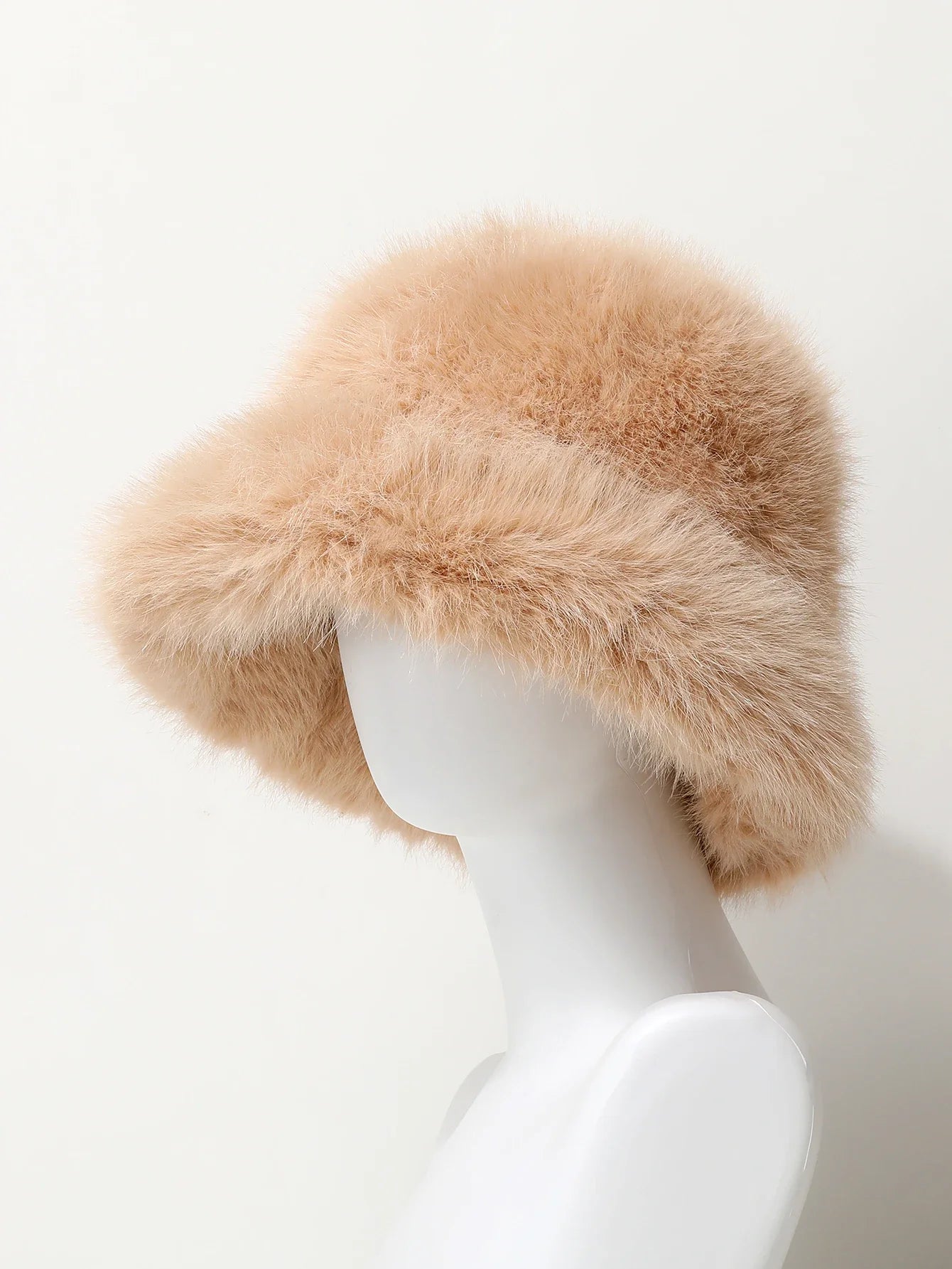 Bright Yellow Imitation Mink Fur Bucket Hat Women's Panama Style Korean New